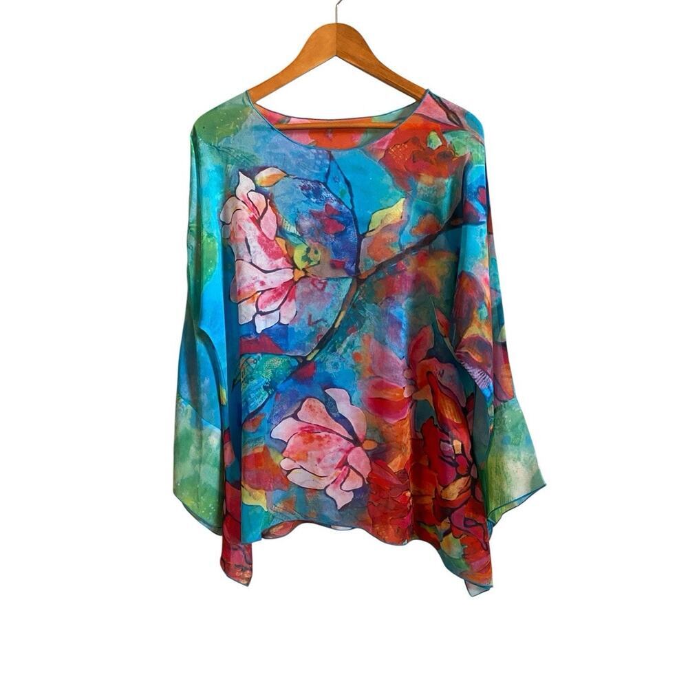 North Style Sheer Long Sleeve Blouse Large Festival Fairy Y2K Boho Whimsy Top